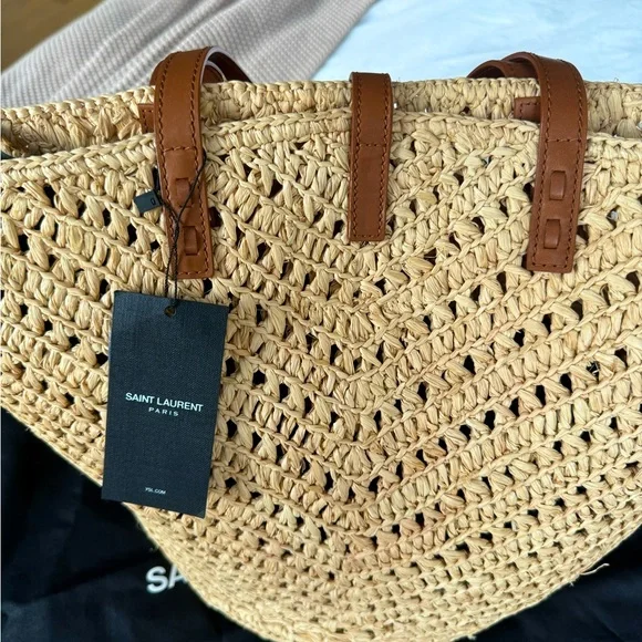 Saint Laurent Bag Panier Medium Raffia Vegetable-tanned Leather - Picture 4 of 7
